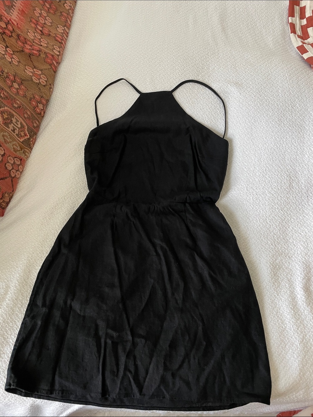 Backless Linen Blend Mini Dress